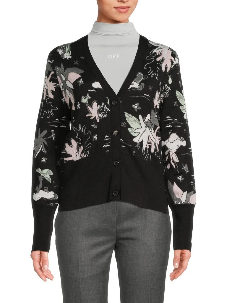 Thom Browne   ​Hawaiian Scenic Jacquard Classic V-Neck Cardigan 1