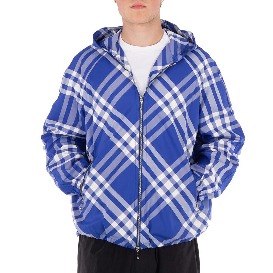 ジャケット・アウター BURBERRY BLUE LABEL check track jacket Shop Check-Pattern Hooded Zip-Up Polyamide Jacket on Sale at