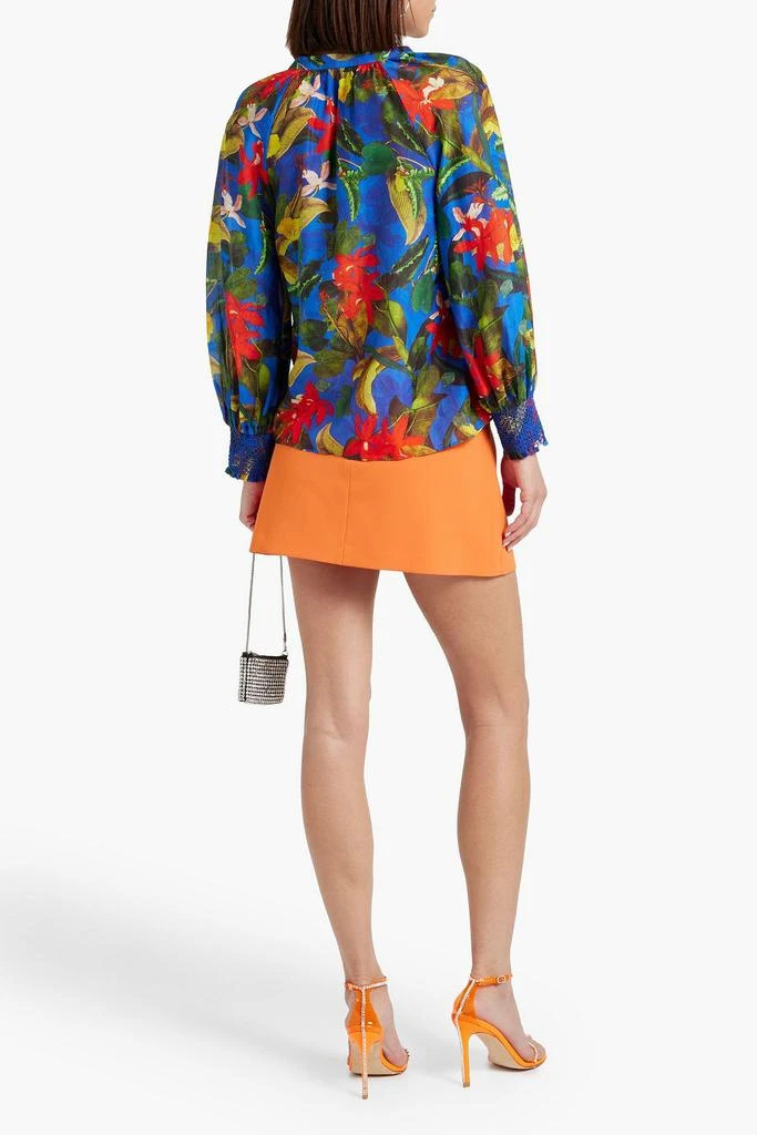 Alice + Olivia Lang gathered floral-print cotton and silk-blend voile shirt 3
