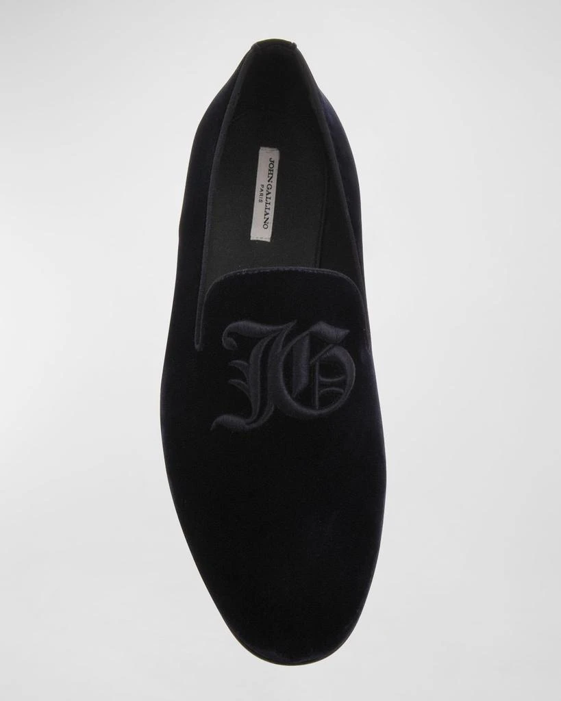 John Galliano Paris Men's Logo Velvet Loafers 5