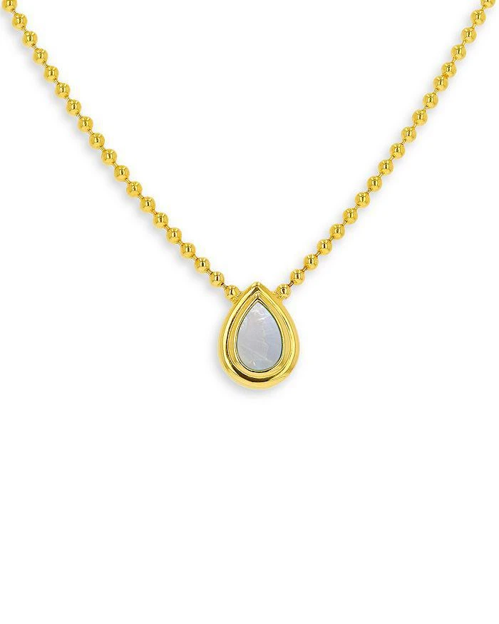 Rachel Reid 14K Yellow Gold Mother of Pearl Bezel Pear Pendant Necklace, 16" 2