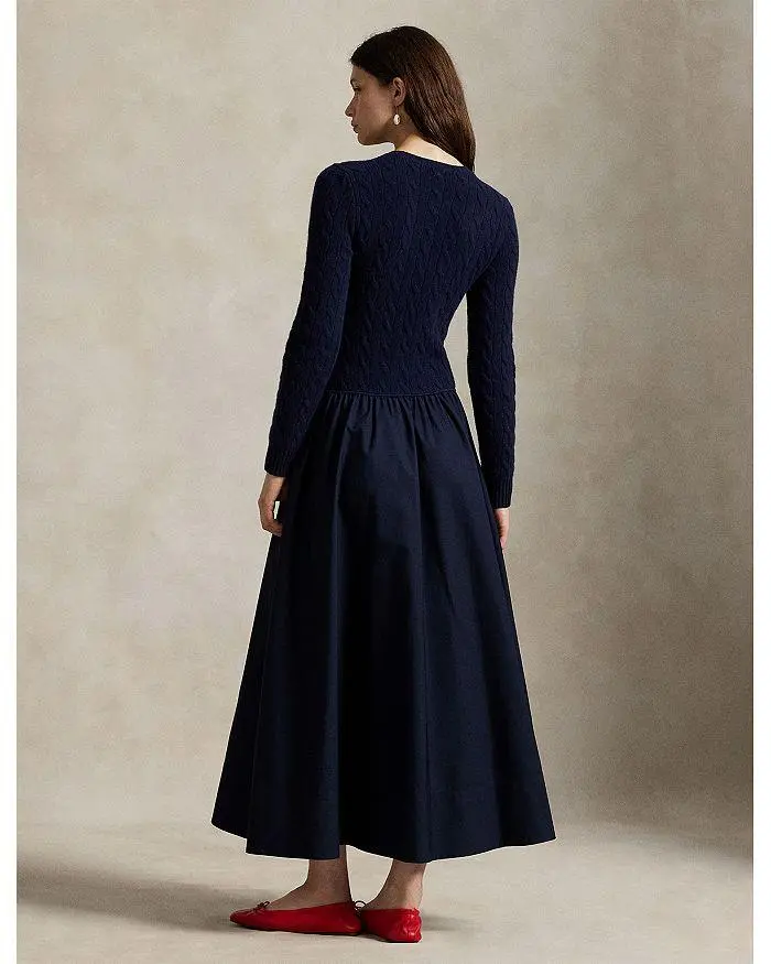 Ralph Lauren Cable Knit Poplin Dress 3
