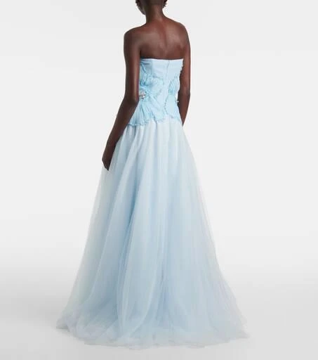 Costarellos Edra floral strapless tulle gown 3