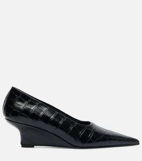 Totême Croc-effect leather wedges 4