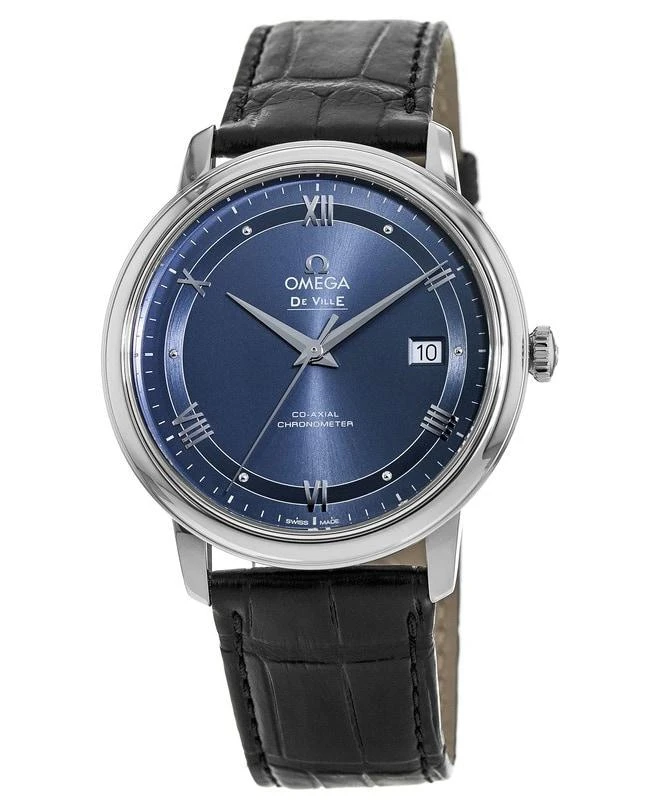Omega Omega De Ville Prestige Co-Axial 39.5mm Blue Dial Leather Strap Men's Watch 424.13.40.20.03.002 1