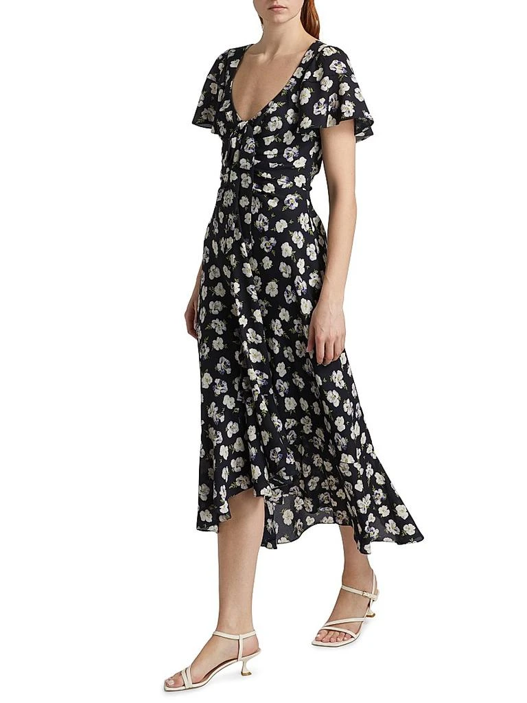 Cinq à Sept Mini Tossed Poppies Isha Sleeveless Midi-Dress 4