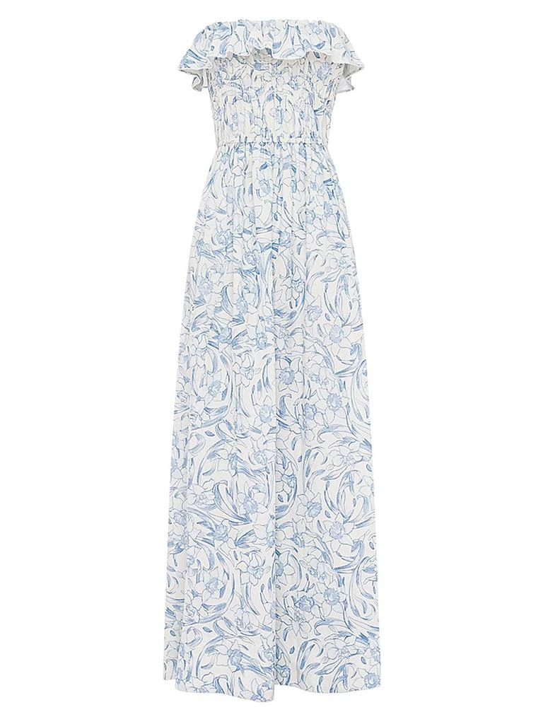 Peony Shirred Strapless Midi-Dress 1
