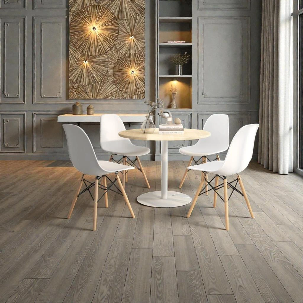 Hivvago Four Modern Dining Chairs Featuring Plastic Seat and Wood Frame