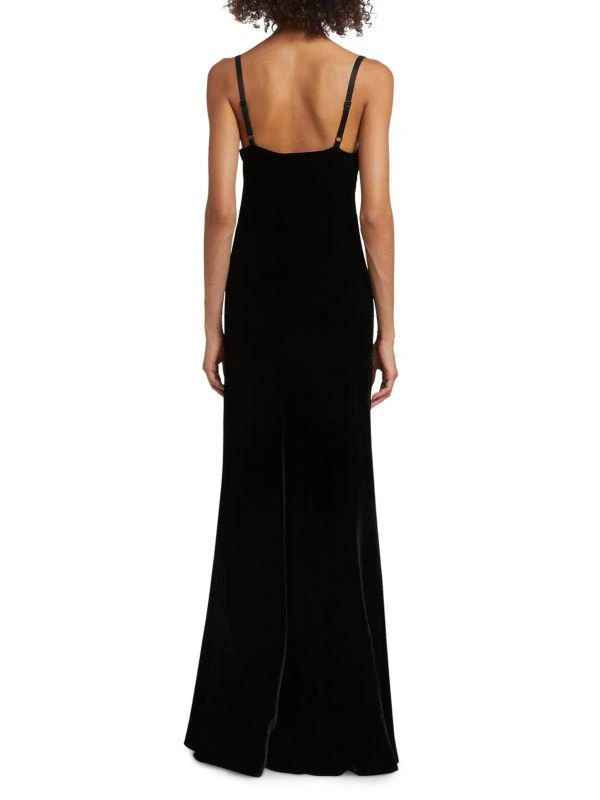 L'Agence Venice Velvet-Lace Cowlneck Gown 4