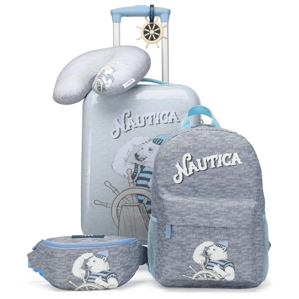 Nautica Kids 18" Airline Approved Carry-on 5-Piece Luggage Set | Shark Attack 7