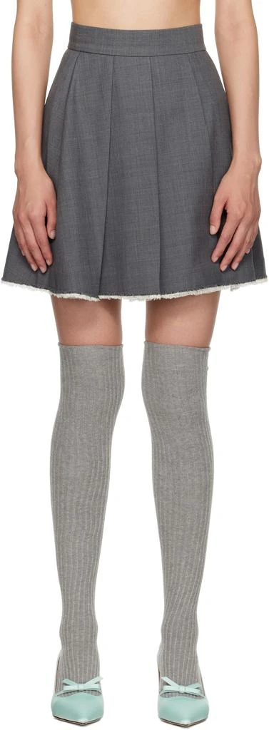 Shushu/Tong SSENSE Exclusive Gray Pleated Raw Hem Miniskirt
