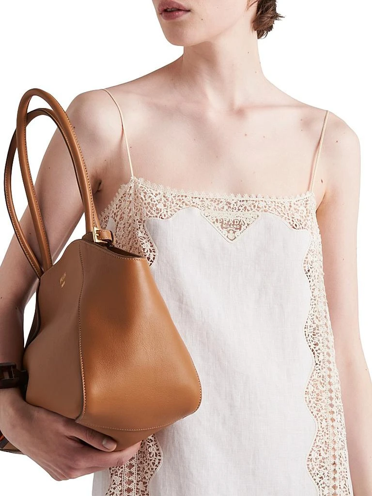 Prada Embroidered Lace-Trimmed Linen Dress 4