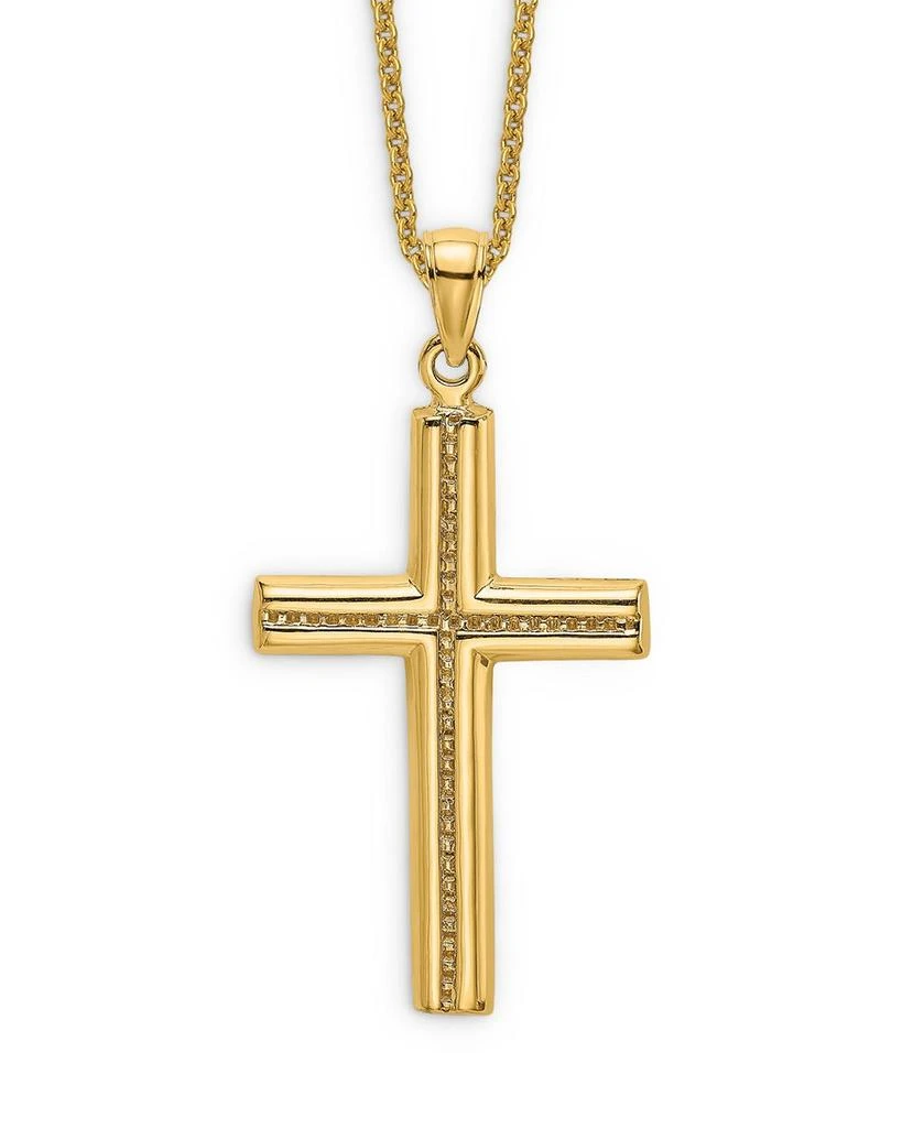 Bloomingdale's Men's Beaded Cross Pendant Necklace in 14K Yellow Gold, 20" 1