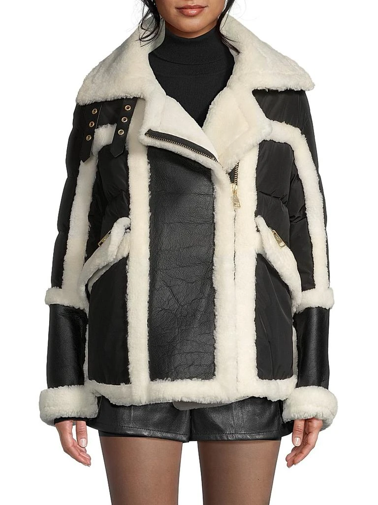 Nicole Benisti Mixed Media Shearling Down Moto Jacket 3