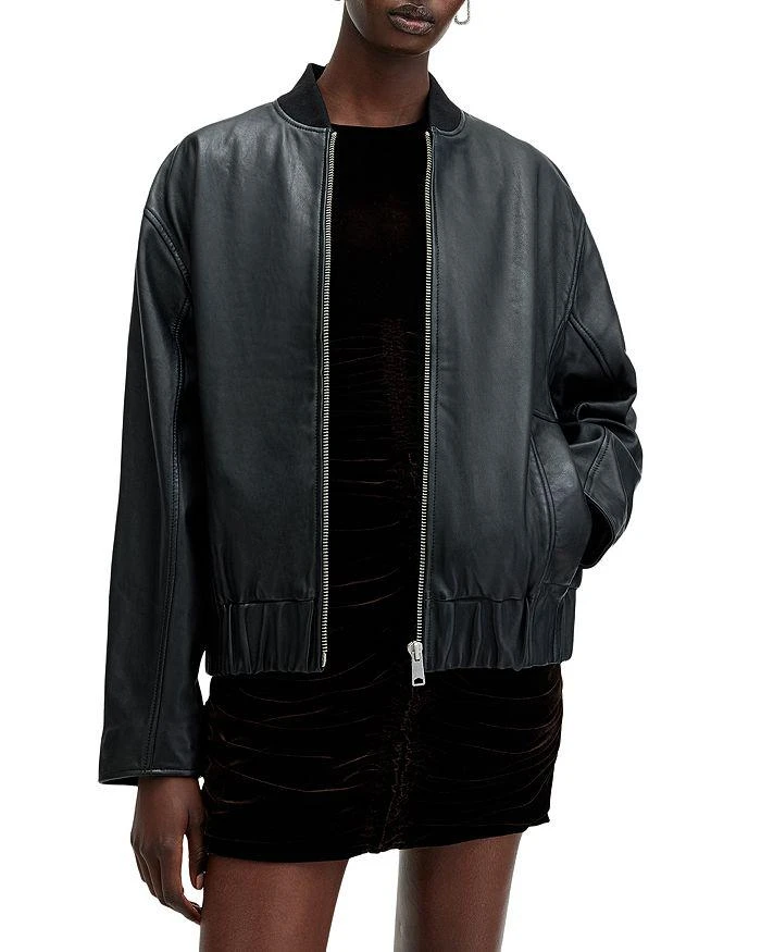 ALL SAINTS Yara Lea Leather Bomber Jacket 7