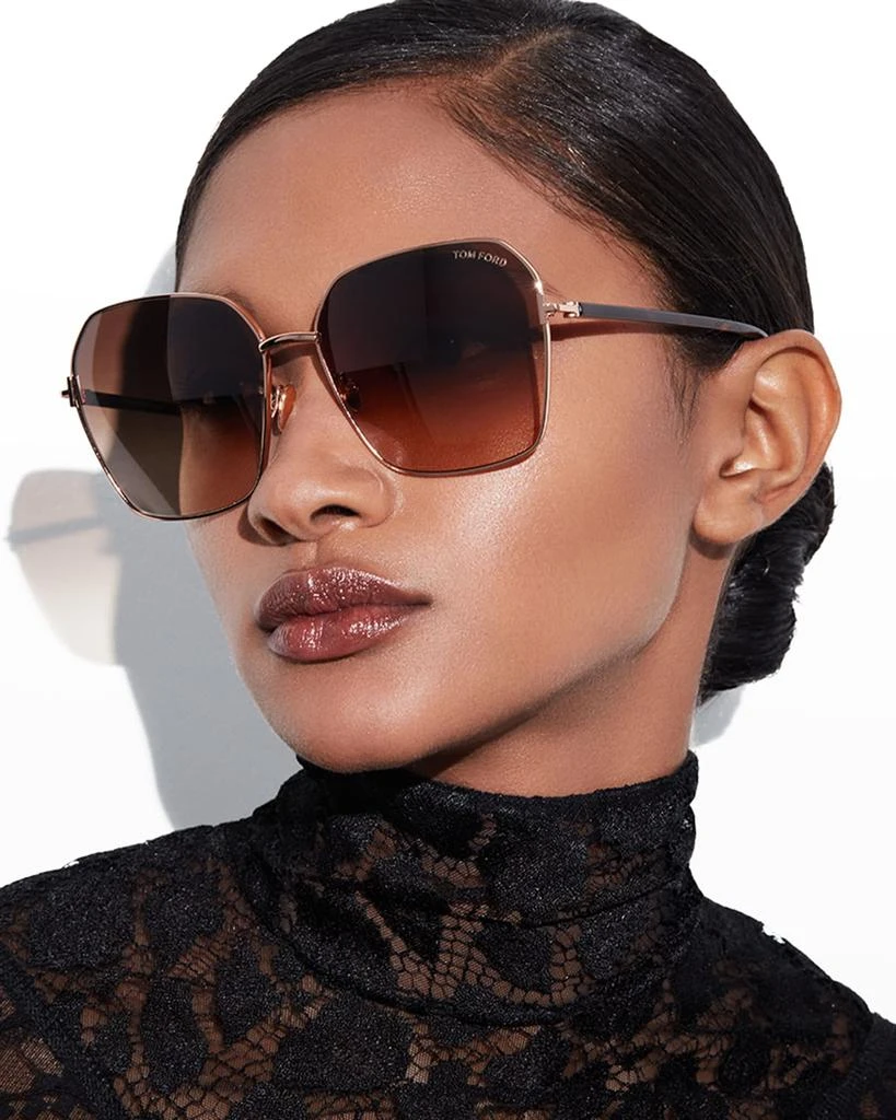 Tom Ford Claudia Geometric Metal/Acetate Sunglasses 3