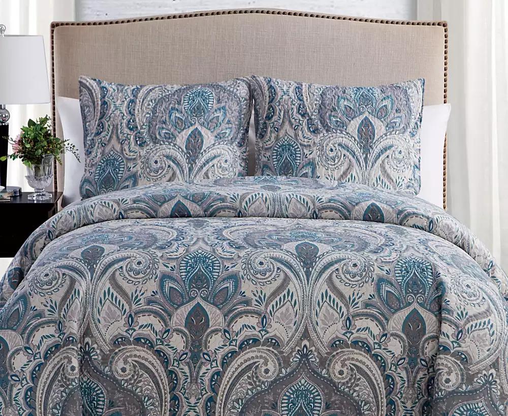 VCNY Home Lawrence Pinsonic Rev 3 Piece King Quilt Set