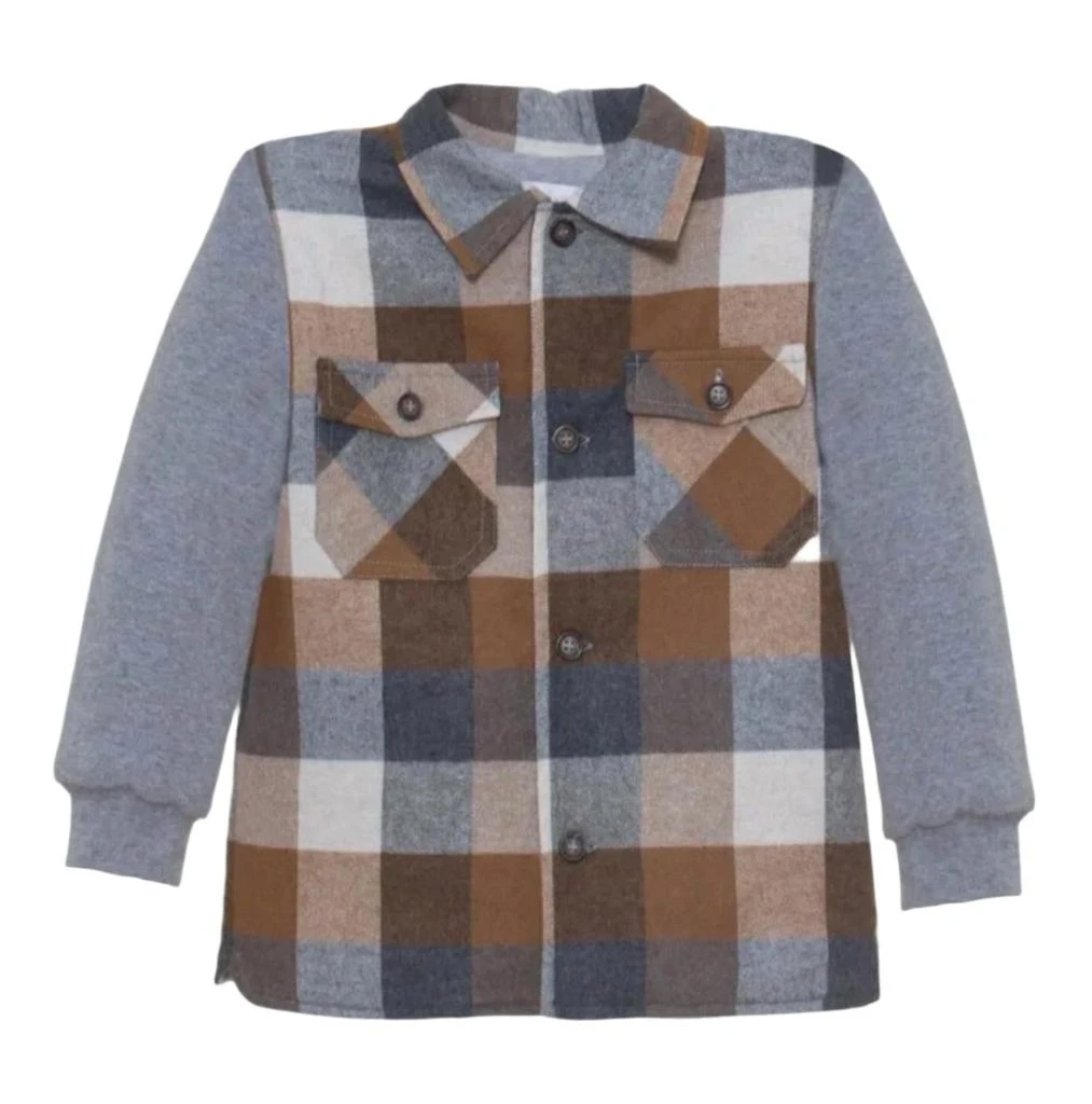 Patachou Boy's Flannel Over Shirt In Multi 1
