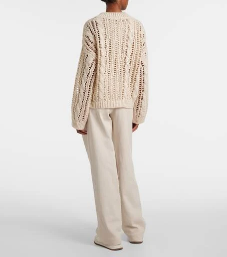 Brunello Cucinelli Open-knit jute and cotton-blend sweater 3