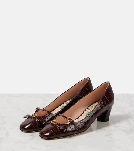 Valentino Bowow 45 croc-effect leather pumps 4