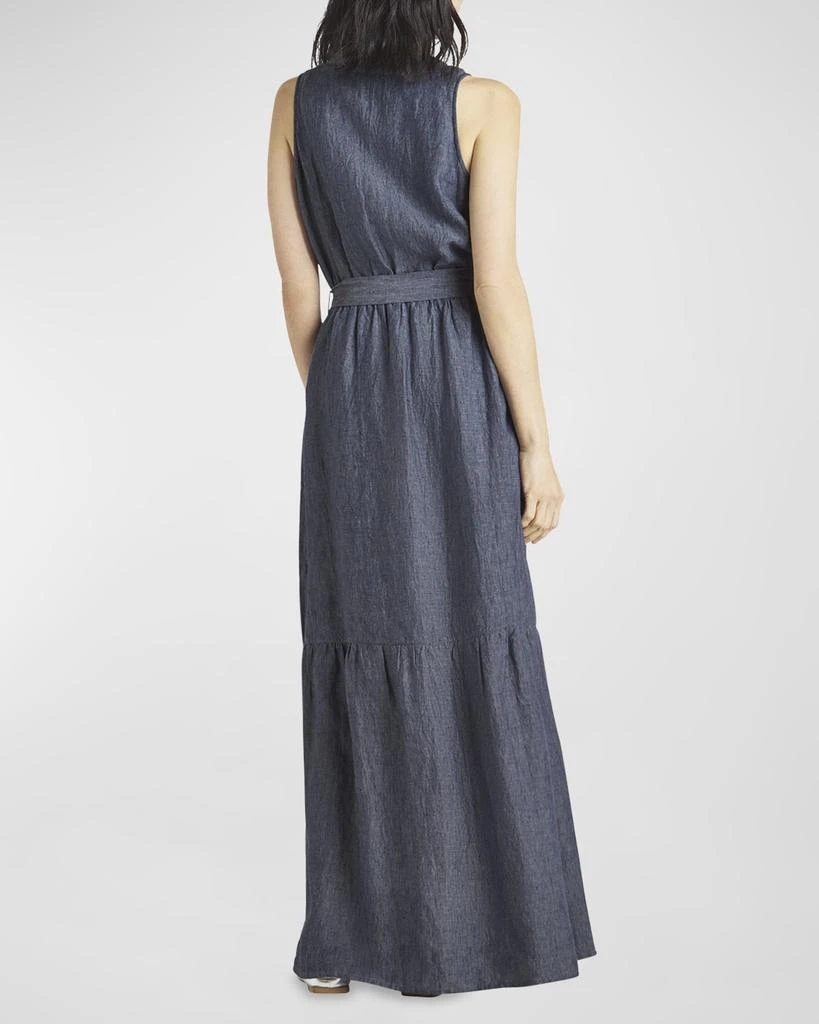 Splendid Stella Sleeveless Tie-Belt Linen Maxi Dress 4