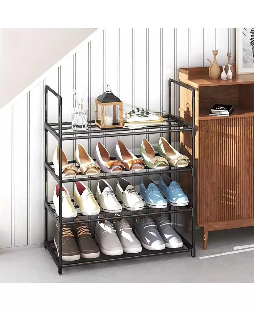 Slickblue 4-Tier Large Capacity Shoe Rack Sturdy Stackable Organizer for Closets Entryways