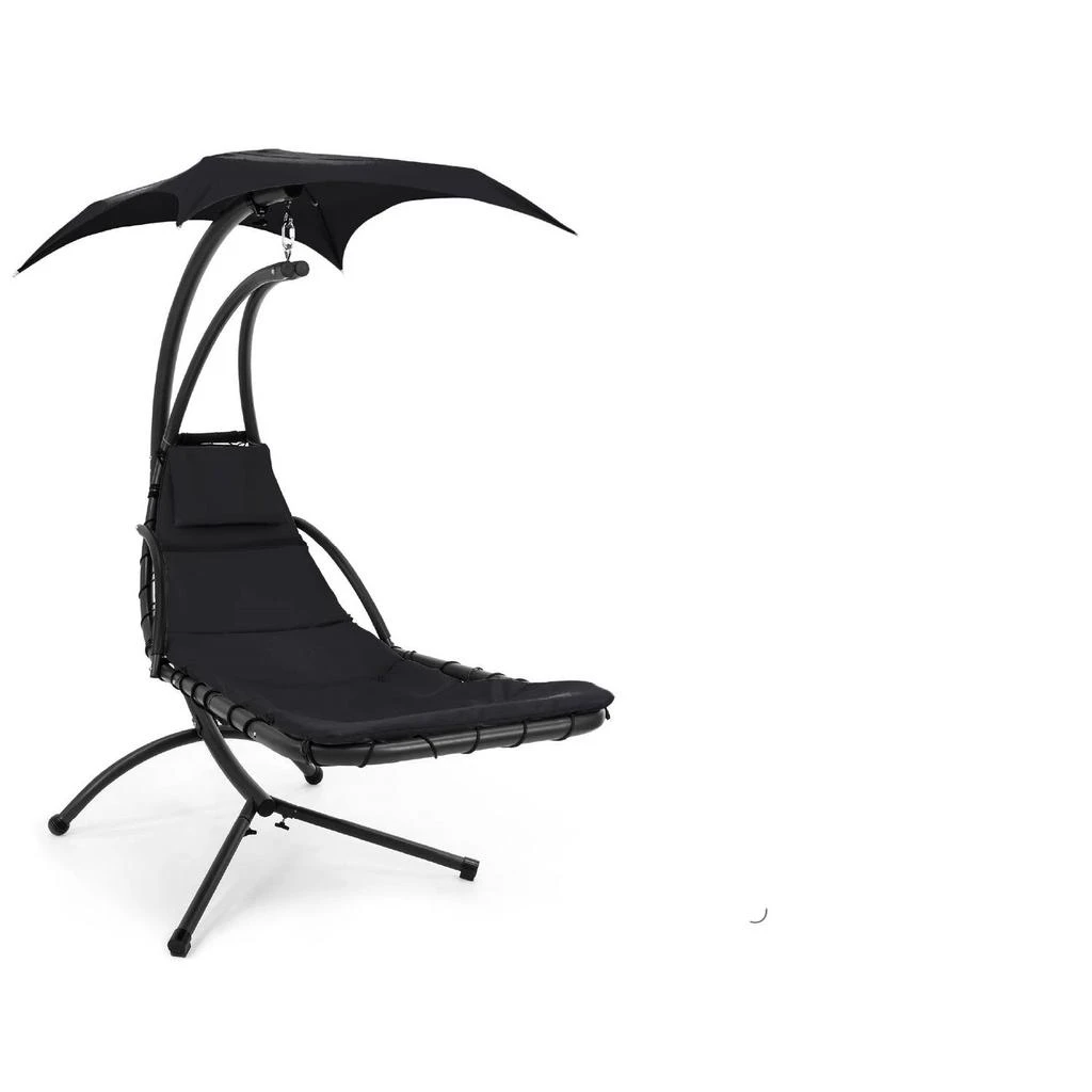 Hivvago Black Single Person Sturdy Modern Chaise Lounger Hammock Chair Porch Swing 2