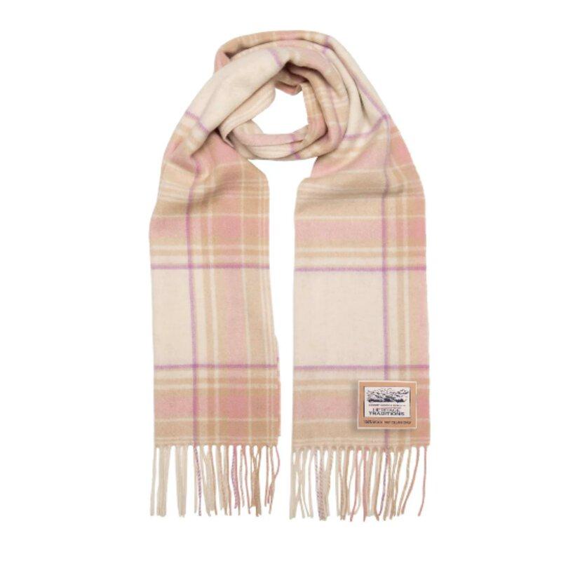 Heritage Heritage Traditions- Pure Wool Tartan Check Scarf Camel Pink