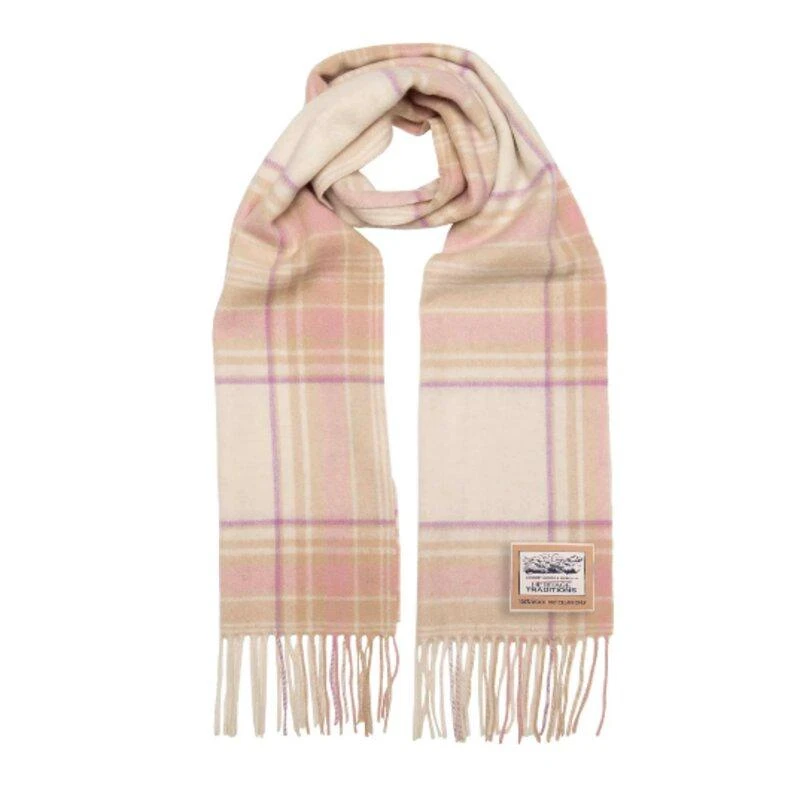Heritage Heritage Traditions- Pure Wool Tartan Check Scarf Camel Pink 1