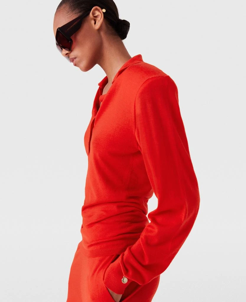 Stella McCartney Stella McCartney - Strong Shoulder Polo Shirt, Woman, Lipstick red, Size: XS 1