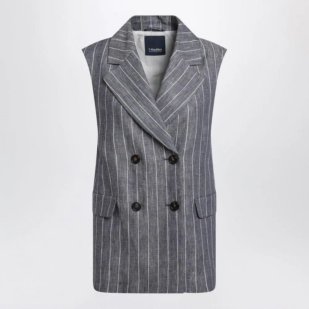 Max Mara S Max Mara Balloli Pinstriped Sleeveless Blazer