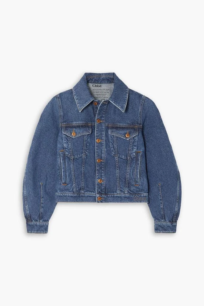 Chloé Embroidered cotton and hemp-blend denim jacket 1