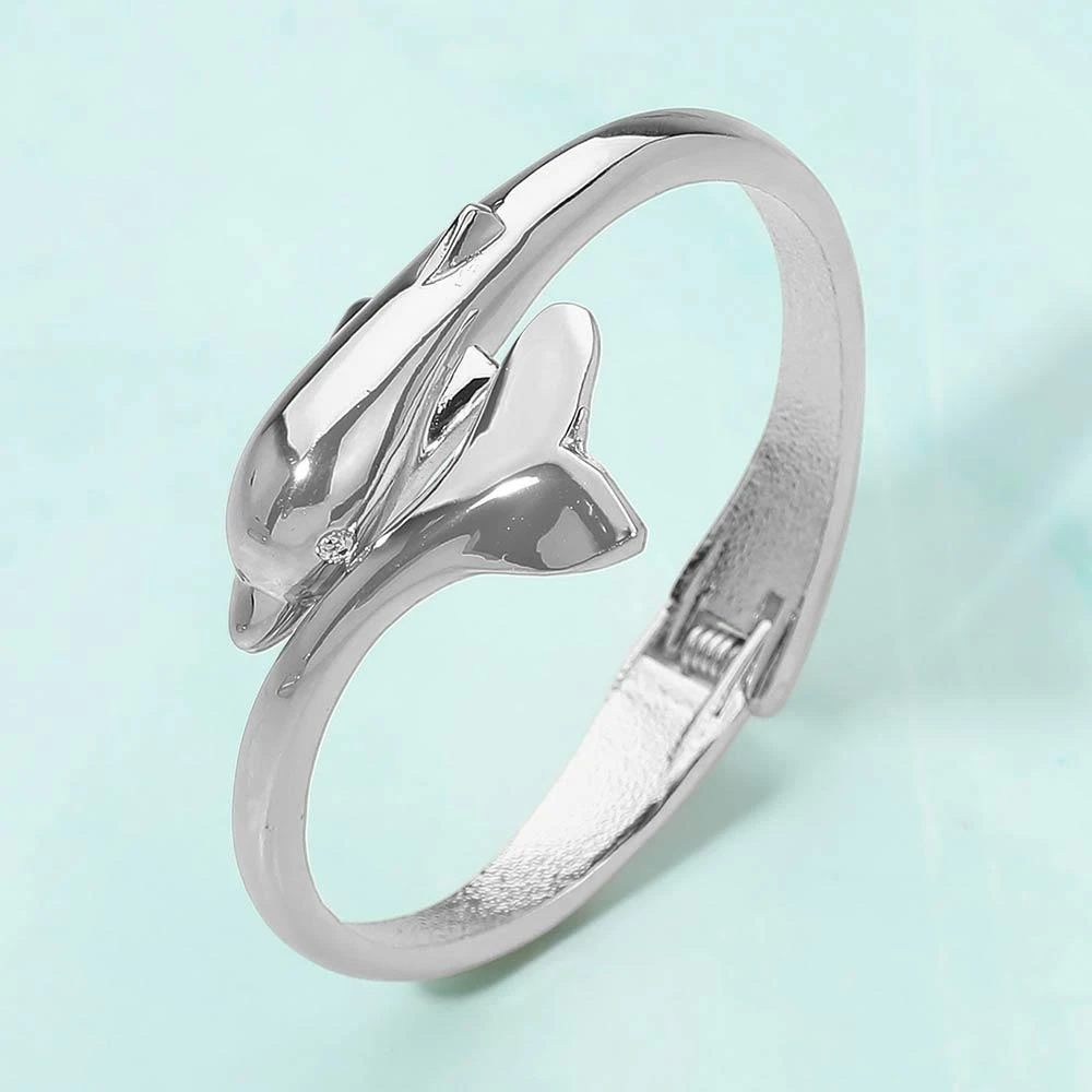 FASHNZFAB Sleek Dolphin Hinged Bangle Bracelet 3
