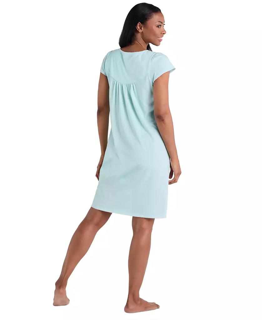 Miss Elaine Women's Short-Sleeve Printed Short Gown