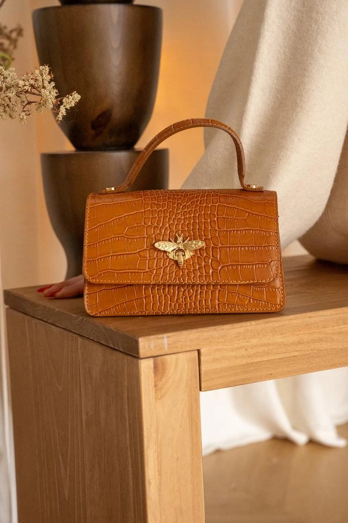 预计3周后发货 Christian Laurier Sac À Main Lily Croco - Camel 5