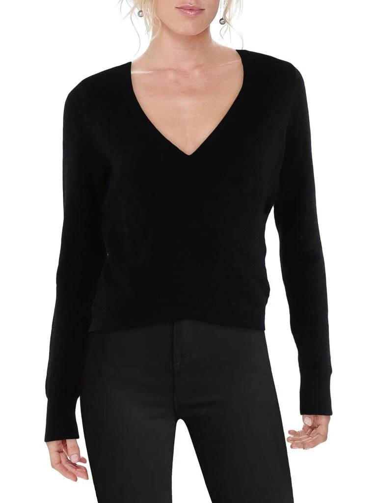 DKNY Womens Surplice Banded Bottom Wrap Top 1