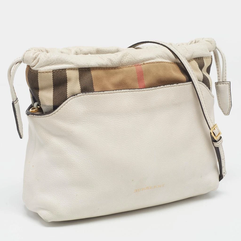 Burberry Burberry White/Beige Leather and House Check Canvas Little Crush Crossbody Bag 3