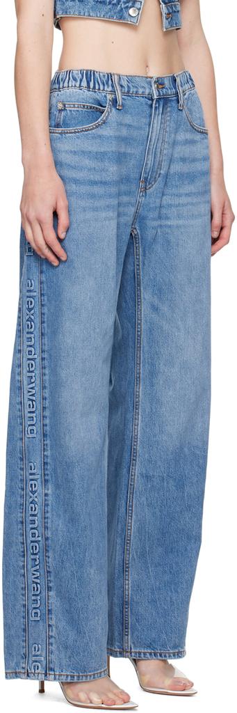 Alexander Wang Blue Logo-Embossed Balloon Jeans