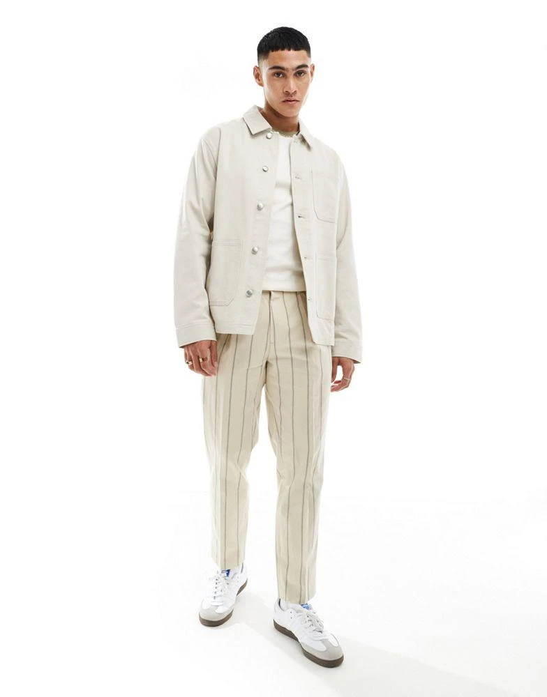 ASOS ASOS DESIGN worker jacket in washed twill in stone 3