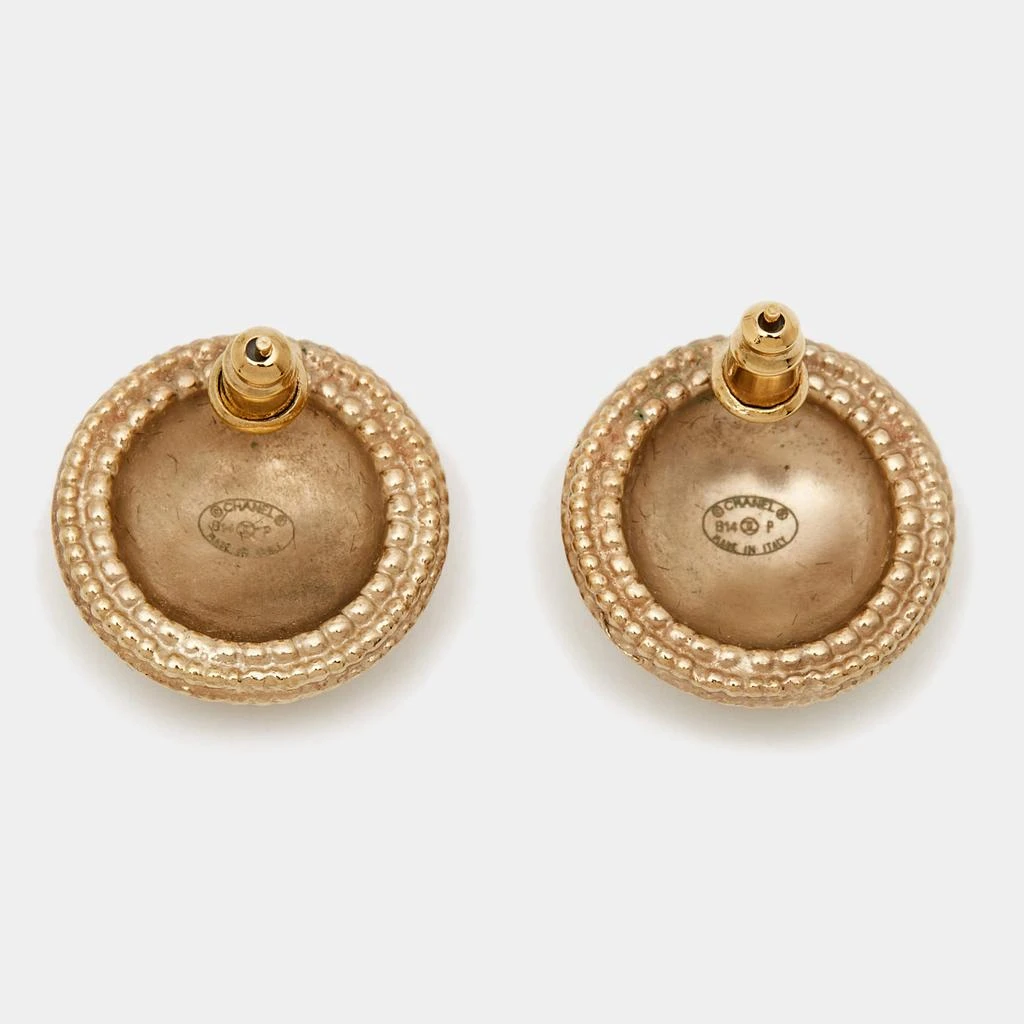 Chanel Chanel CC Gold Tone Stud Earrings  3