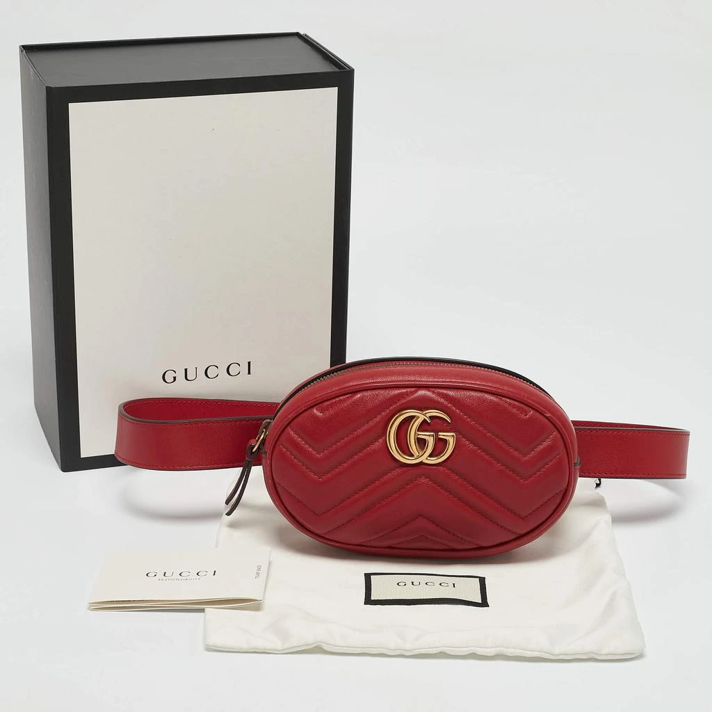 Gucci Gucci Red Matelasse Leather GG Marmont Belt Bag 15