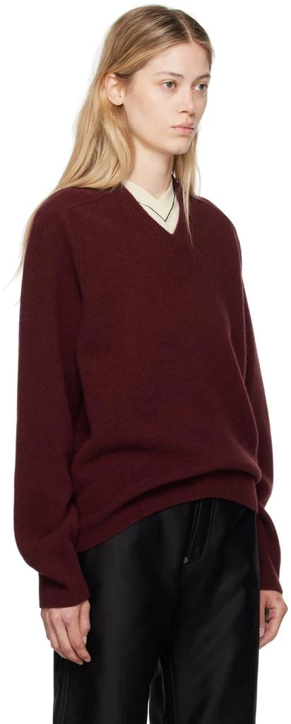 MAISON MARGIELA Burgundy V-Neck Sweater 2