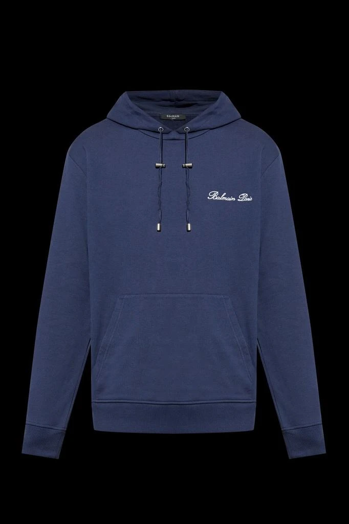 Balmain Balmain Logo Embroidered Drawstring Hoodie 1