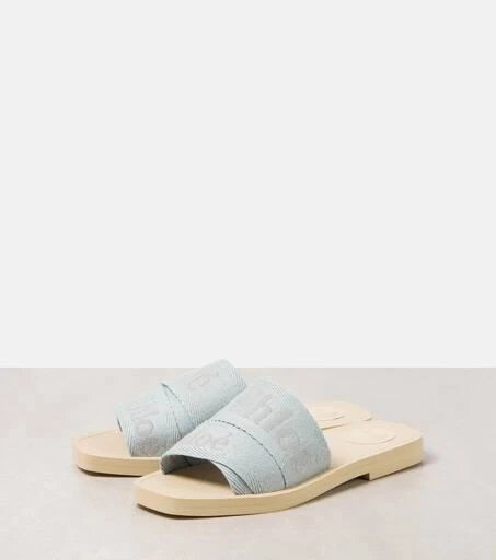 Chloé Woody logo embroidered slides 4