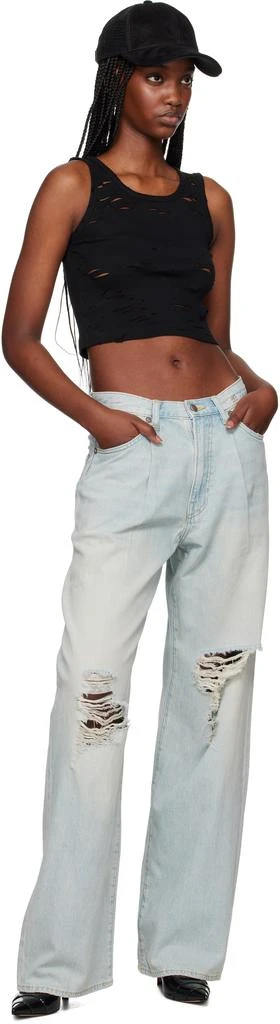 R13 SSENSE Exclusive Blue Damon Pleated Wide Leg Jeans 4
