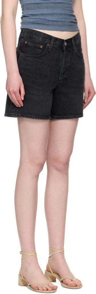 AGOLDE Black V-Waist Denim Shorts 2