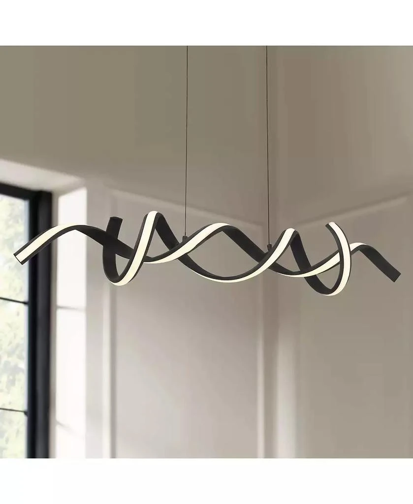 Possini Euro Design Helix Sand Black Island Pendant Chandelier 46" Wide Modern Spiral Dimmable LED Light Dining Room Ceiling