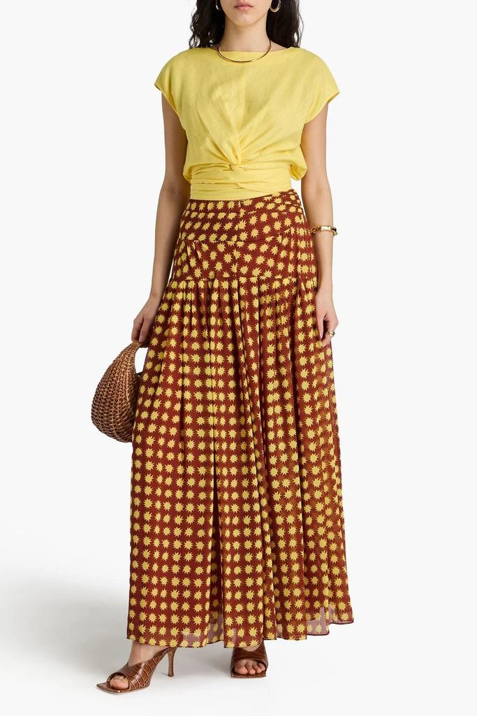 Diane von Furstenberg Amira gathered printed chiffon maxi skirt 2