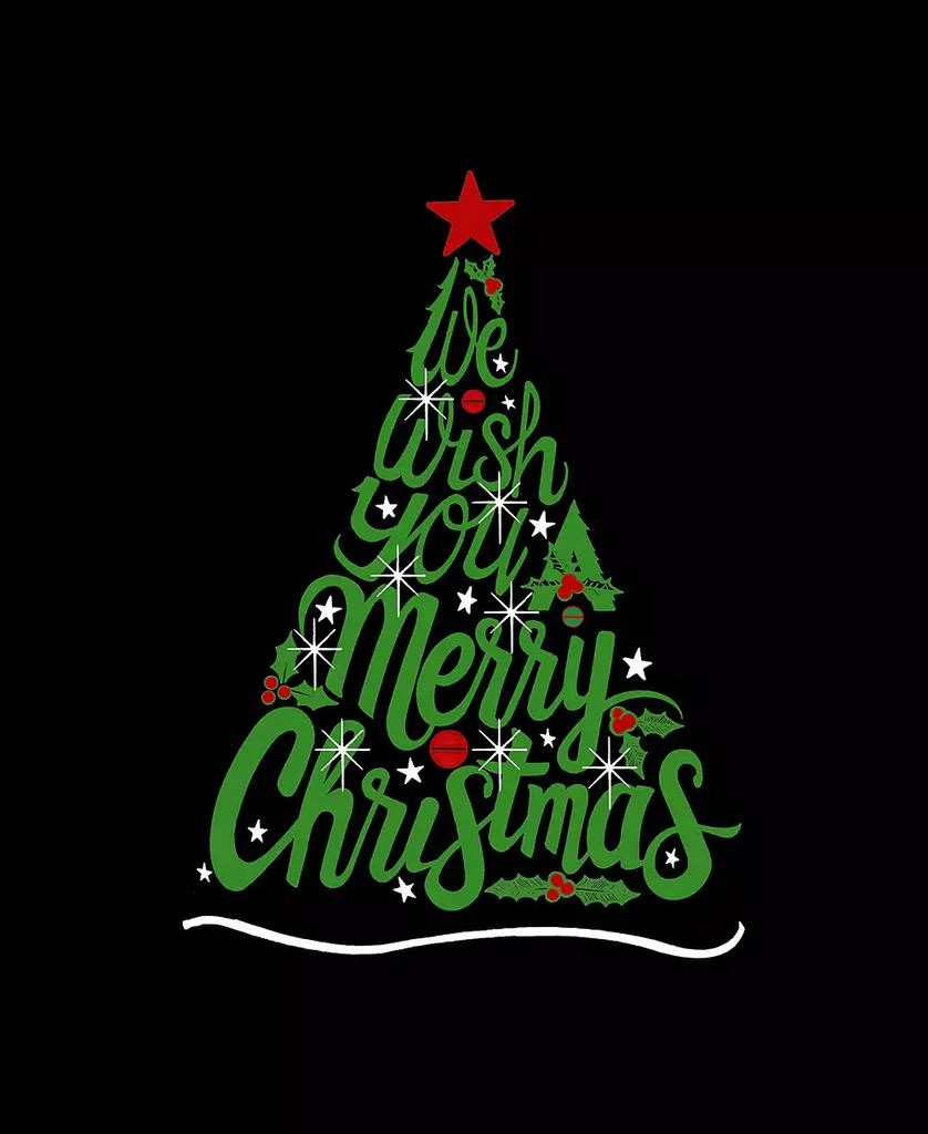 LA Pop Art Plus Size We Wish You A Merry Christmas Word Art V-Neck T-Shirt 2