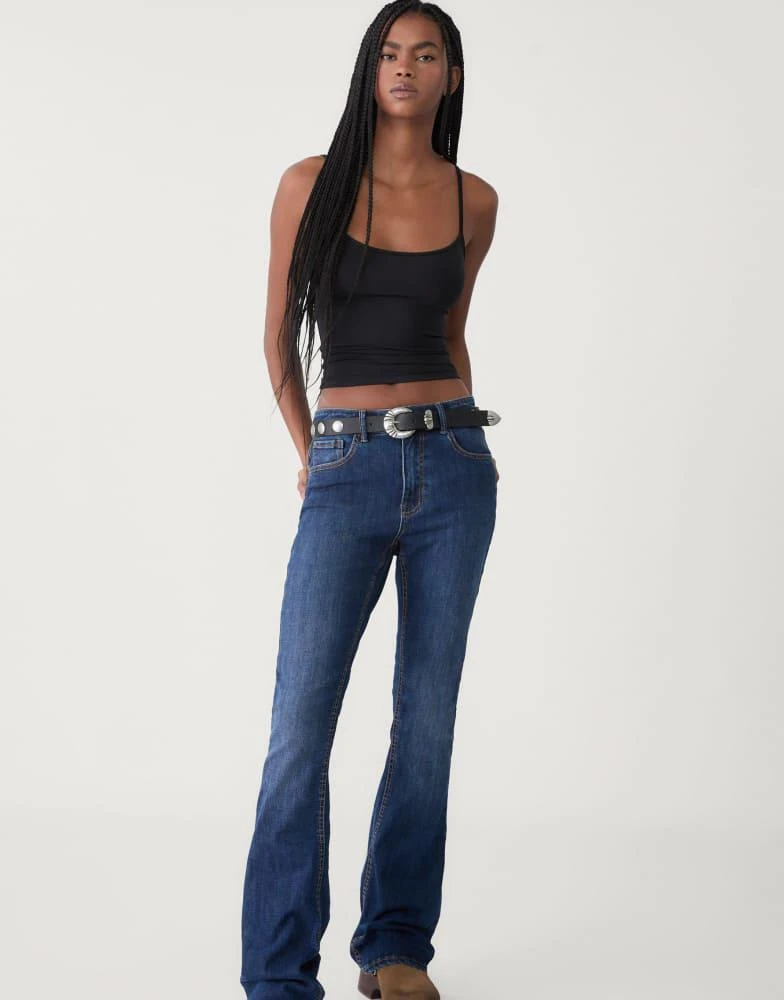 Stradivarius Stradivarius strappy polyamide top in black 1